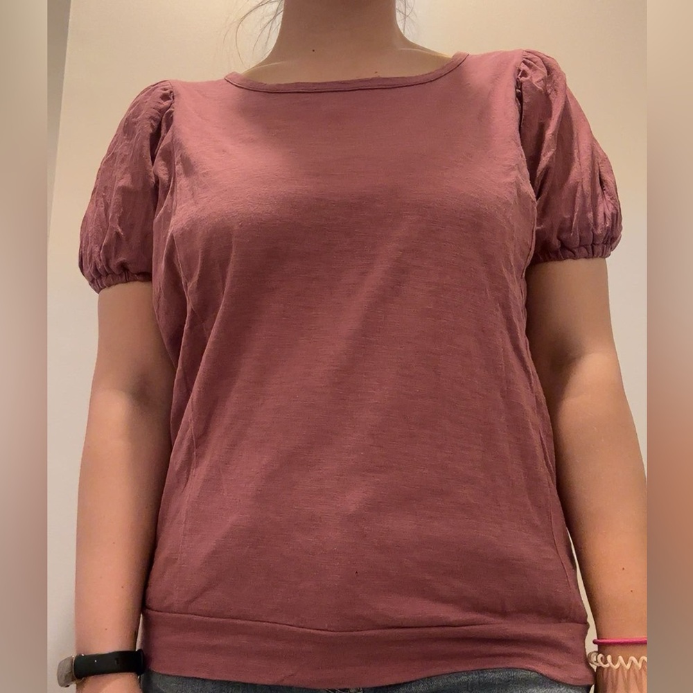 Hayden Mauve Puff Sleeve Top --Women's S